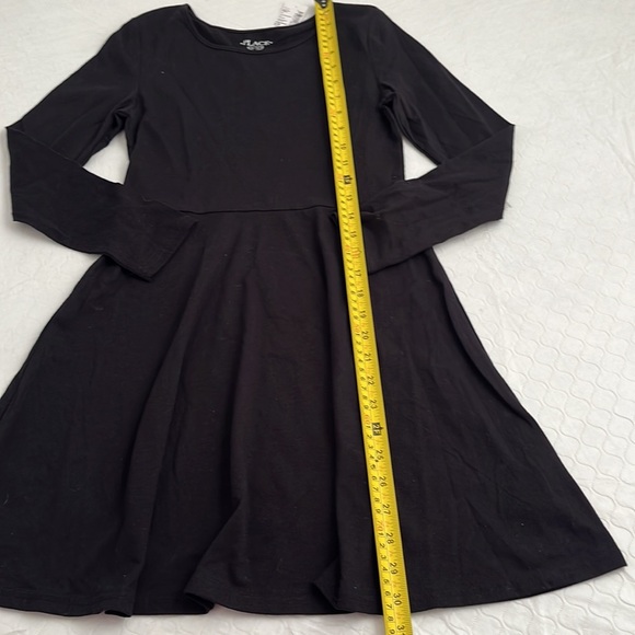 The children’s place black stretch long sleeve crew neck fit and flare dress - Picture 3 of 9